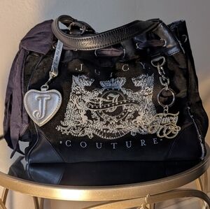 Juicy Couture Velour Rhinestone Scottie Daydreamer Bag 👑🖤🖤🖤